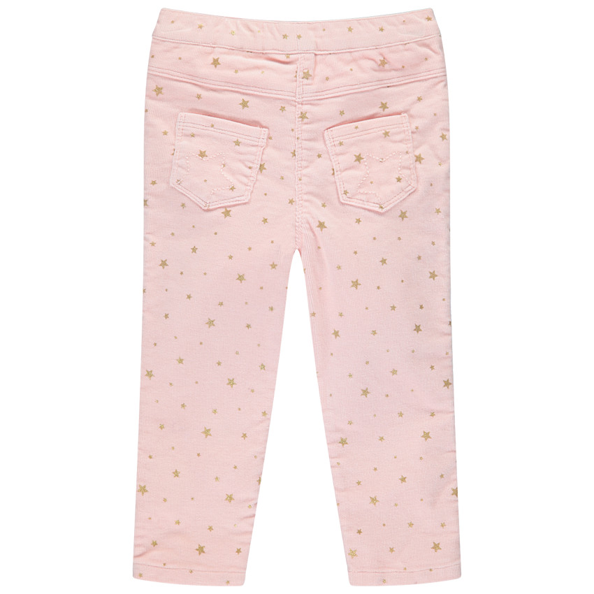 Pantalon en velours milleraies avec étoiles dorées printées 
