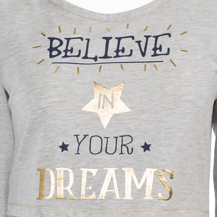 Tee-shirt d'allaitement manches longues avec inscriptions printées  