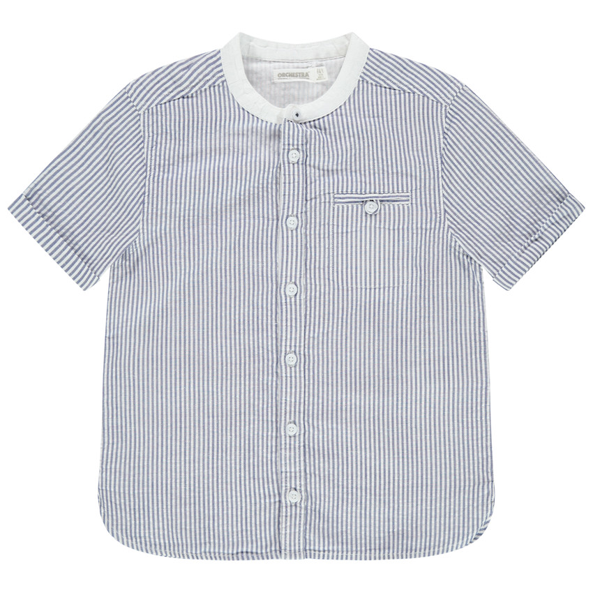 Chemise manches courtes à rayures et col rond 