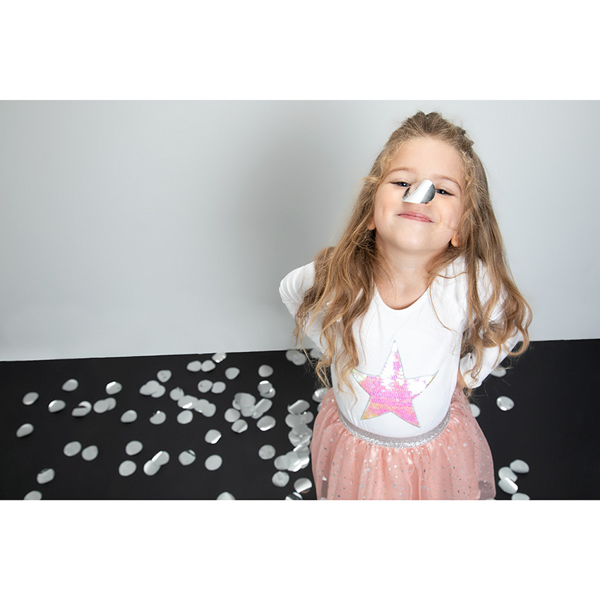 Tee-shirt manches longues avec épaules volantées et étoile en sequins 