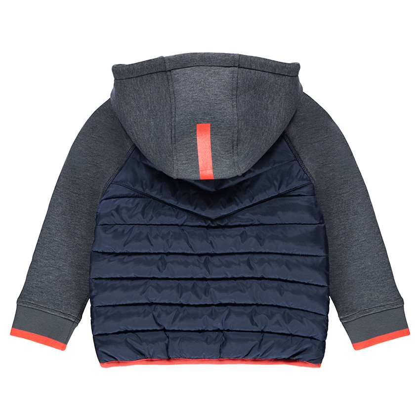 Doudoune bi-matière à capuche avec 3 poches zippées 