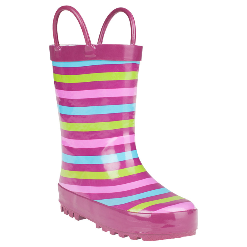 Bottes de pluie à rayures multicolores avec anses 