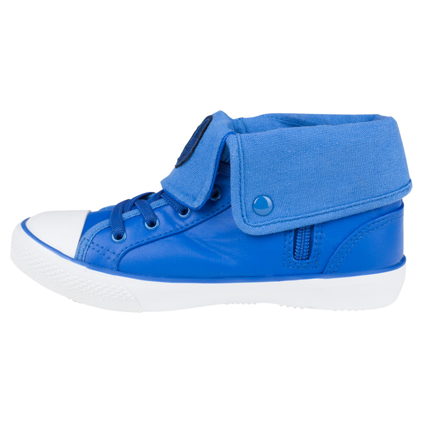 Baskets montantes bi-matière avec revers lacets et zip 