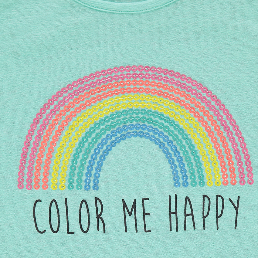 Tee-shirt manches courtes en jersey et crêpe avec motif fantaisie 