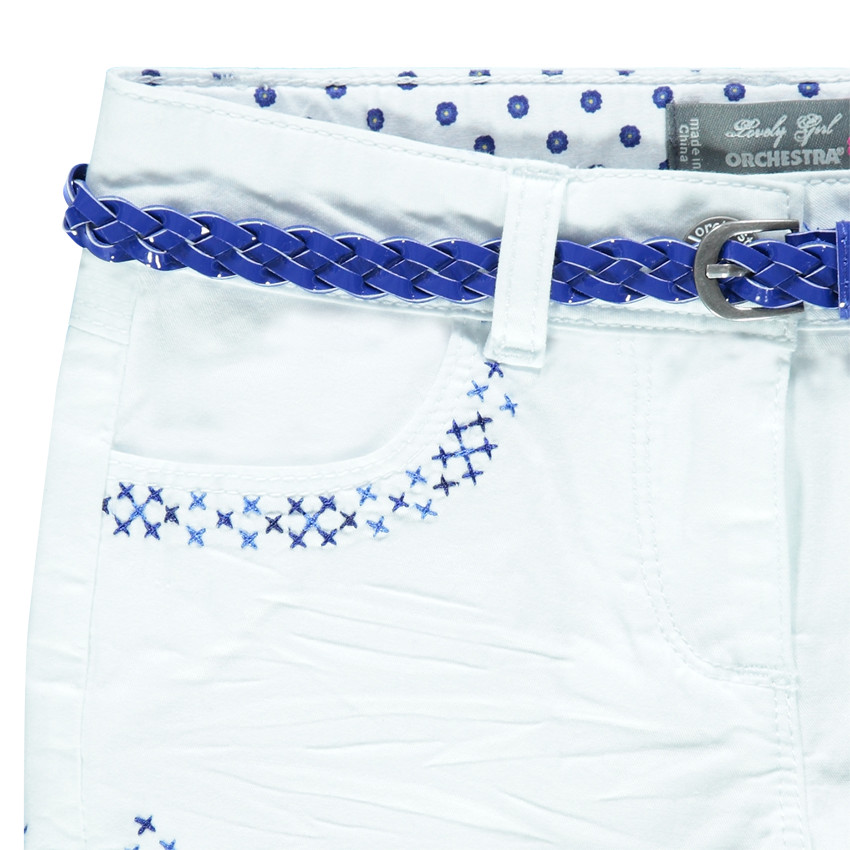 Short brodé à ceinture tressée 