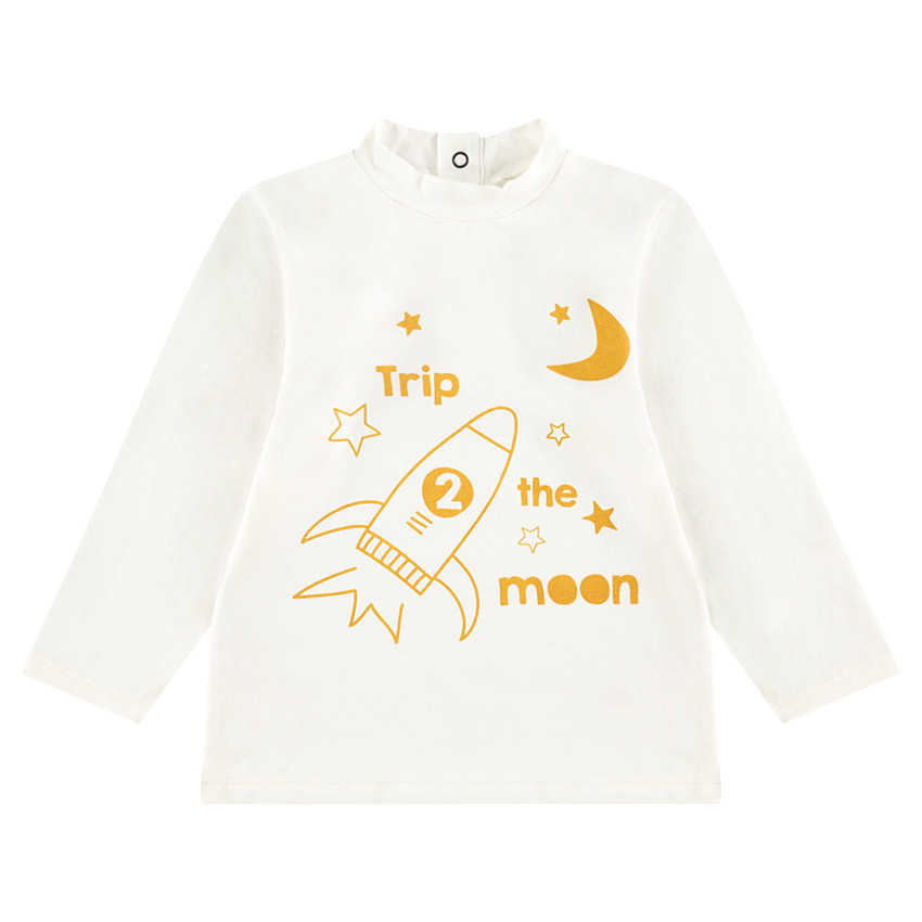 Sous-pull col cheminée avec fusée et étoiles printées 