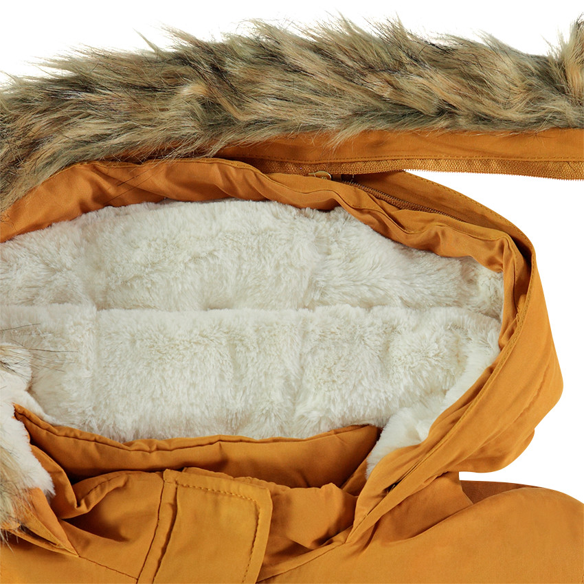Junior - Parka en twill doublée sherpa avec fausse fourrure amovible 