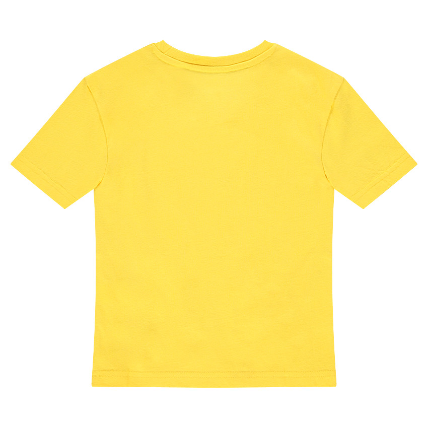 Tee-shirt manches courtes en jersey jaune avec message en sequins magiques 