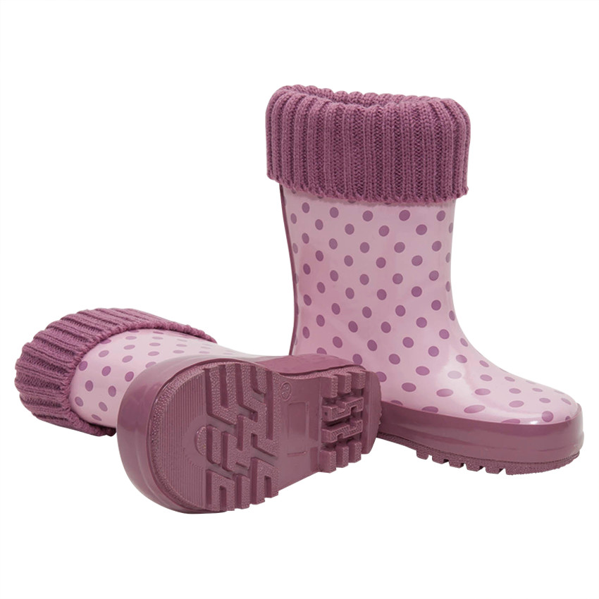 Bottes de pluie en caoutchouc avec col en tricot rose et intérieur fourré du 20 au 23 