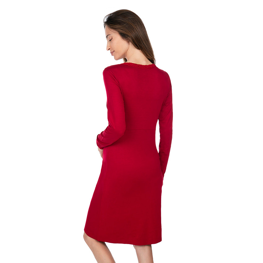Chemise de nuit manches longues de grossesse et d'allaitement 
