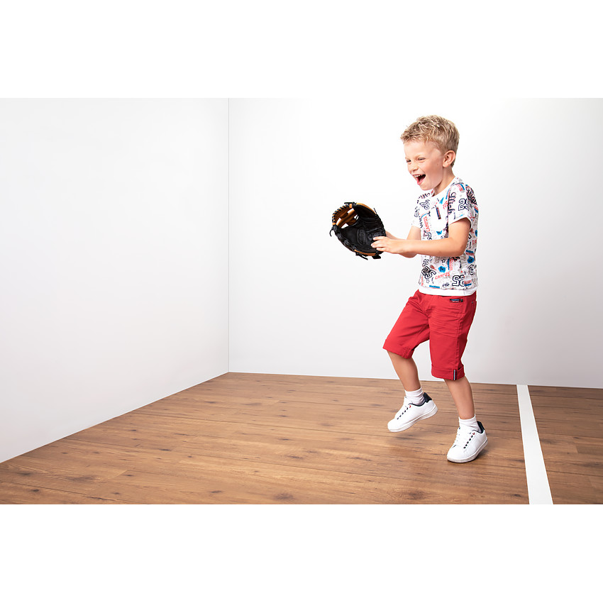 Bermuda en twill effet crinkle avec ceinture tressée amovible 