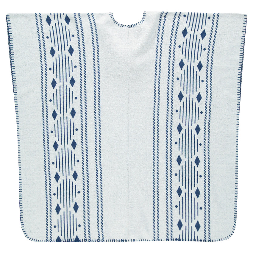 Junior - Cape poncho imprimé ethnique en jacquard feutré 