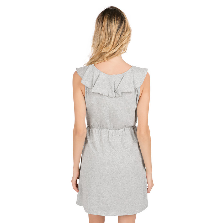 Robe de grossesse en maille chinée avec col volanté 