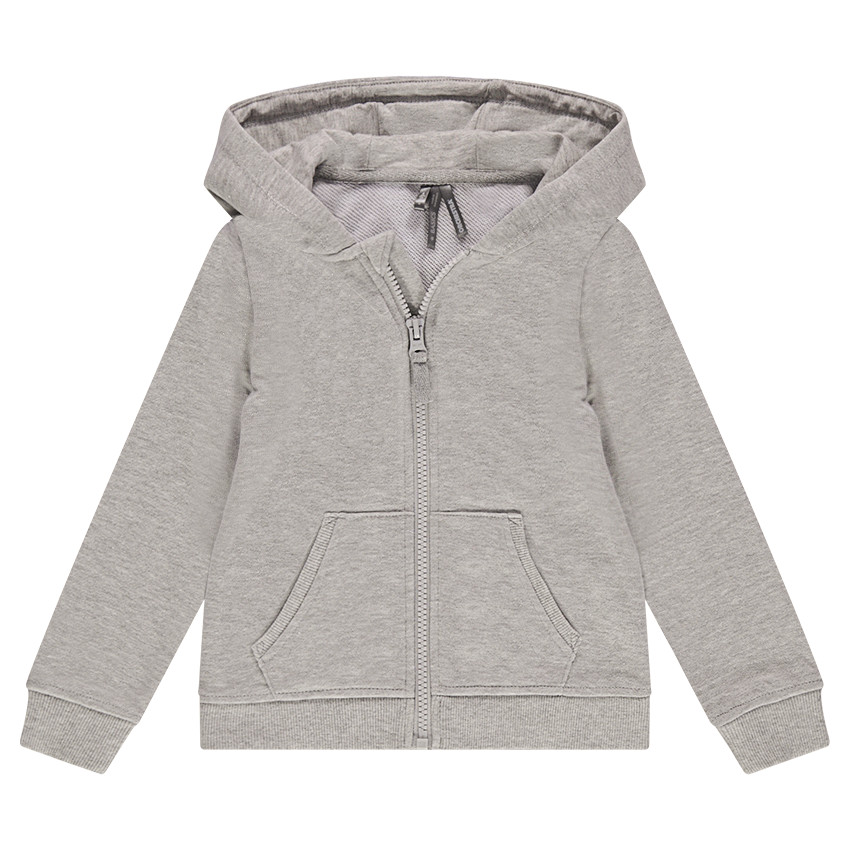 Junior - Gilet en molleton gris chiné à capuche 