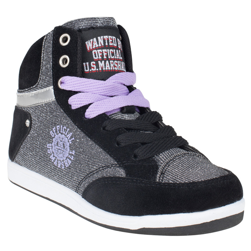 US Marshall Baskets montantes noires et argentées à lacets et zip du 28 au 35 