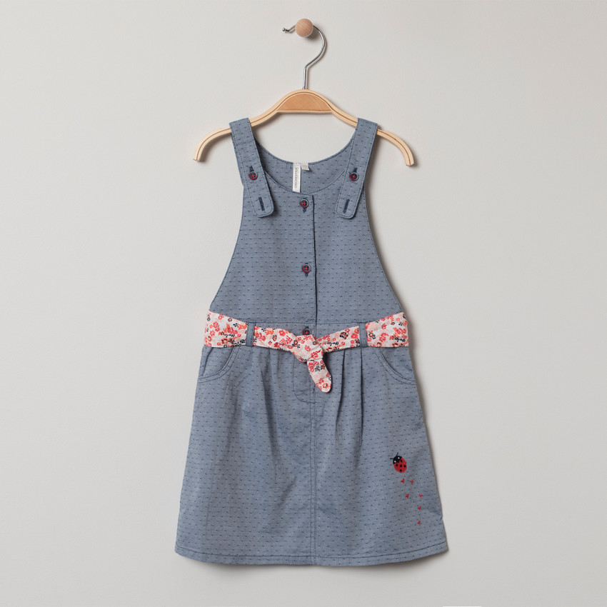Robe sans manches effet plumetis à ceinture imprimée fleurs 