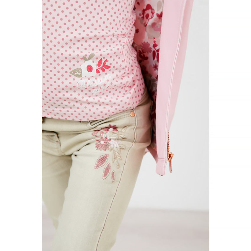 Tee-shirt manches courtes à pois all-over avec col fantaisie 