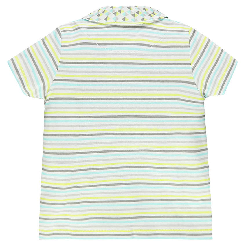 Polo manches courtes rayé avec patch ourson 