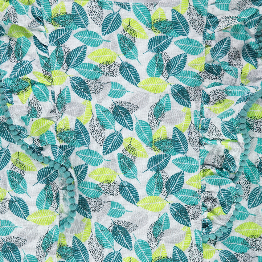 Robe imprimée feuilles all-over avec manches volantées 