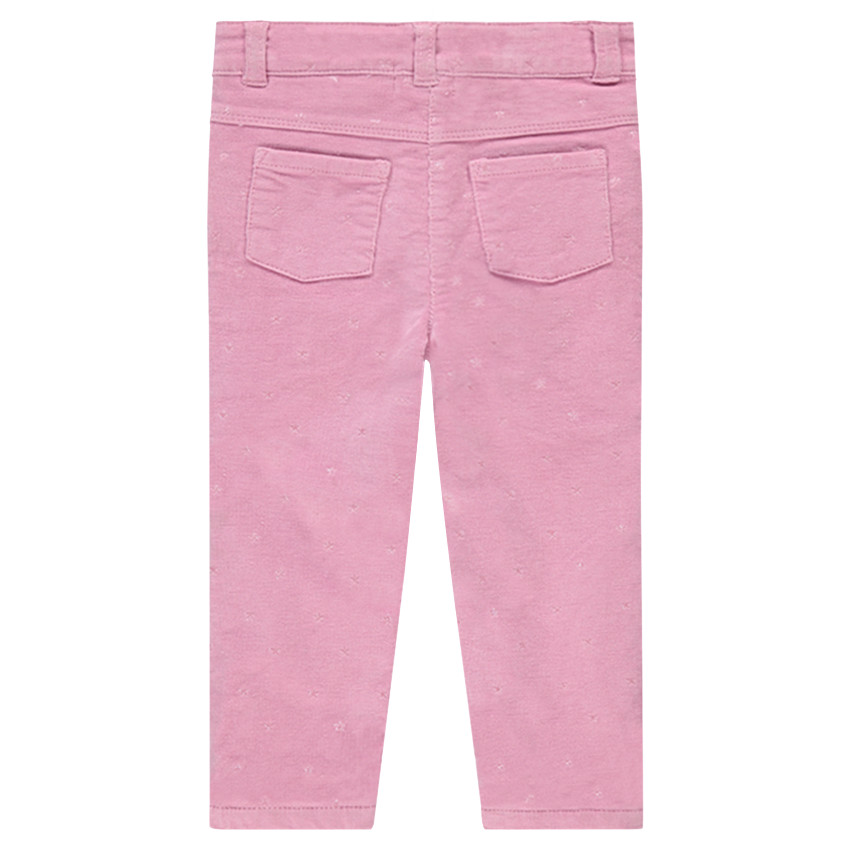 Pantalon en velours milleraies avec coeurs dorés all-over 