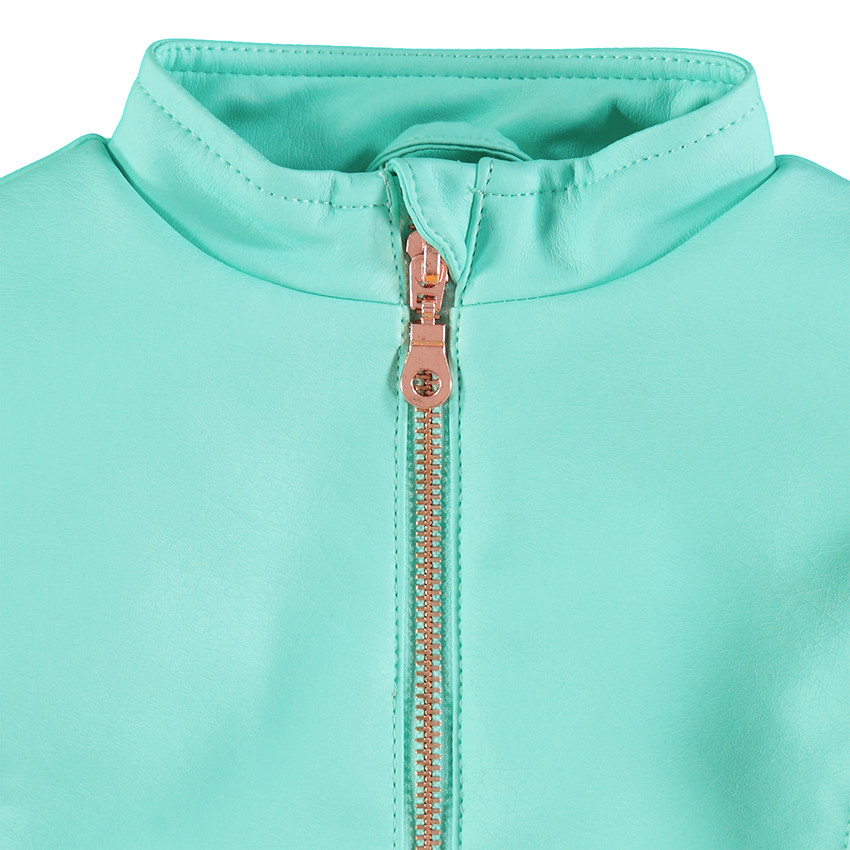 Veste en simili cuir style motard avec doublure en satin imprimé 