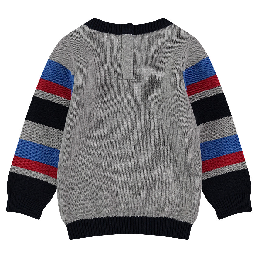 Pull en tricot avec motif pirate en jacquard et bandes contrastées 