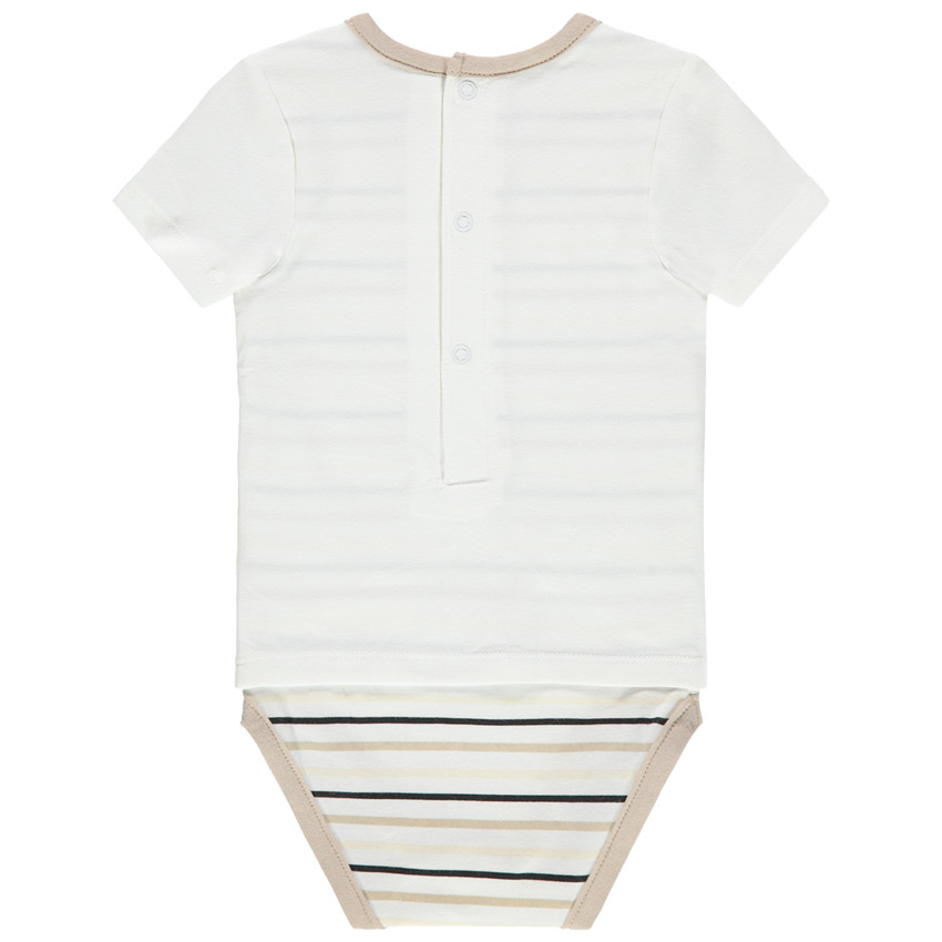 Body manches courtes effet 2 en 1 à animaux printés et rayures 