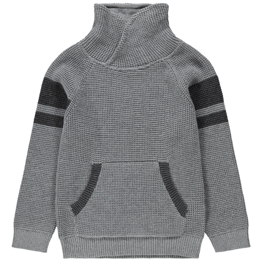 Pull en maille épaisse à col roulé et bandes contrastées 