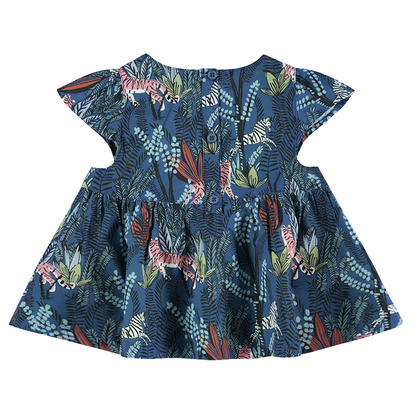 Tunique manches courtes avec animaux et motif floral all-over 