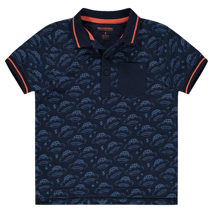 Polo manches courtes avec soucoupes volantes all-over 