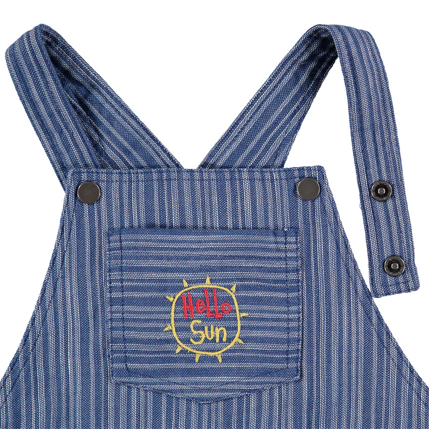 Salopette courtes à rayures jacquard avec soleil brodé 