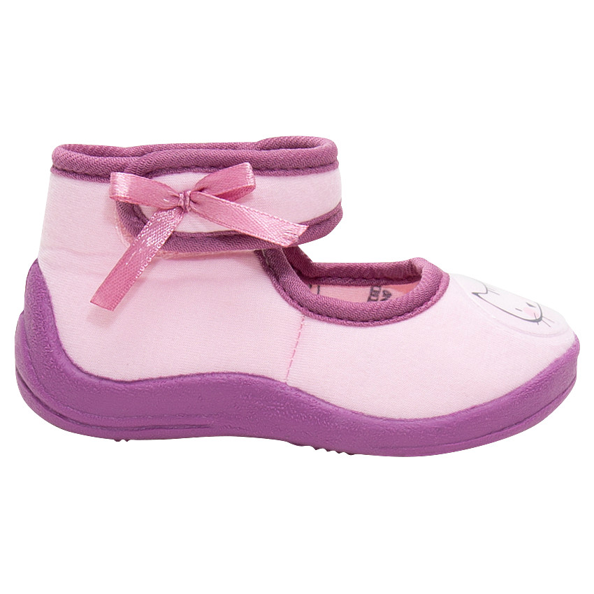 Chaussons forme babies avec patch chat et noeud en satin 