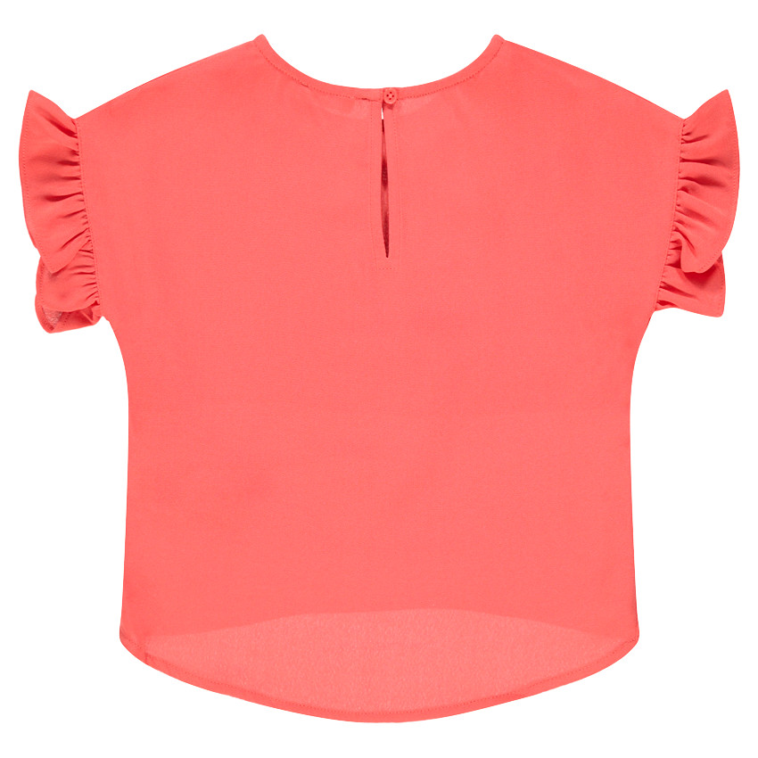 Top manches courtes en voile avec tigre en strass 