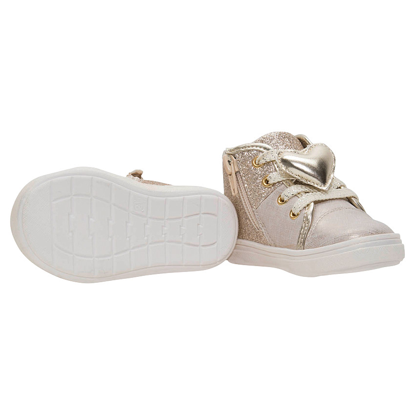 Bottillons de marche bébé fille à paillettes dorées 