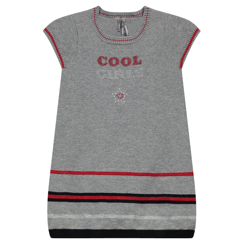 Junior - Robe manches courtes en tricot avec message en sequins 