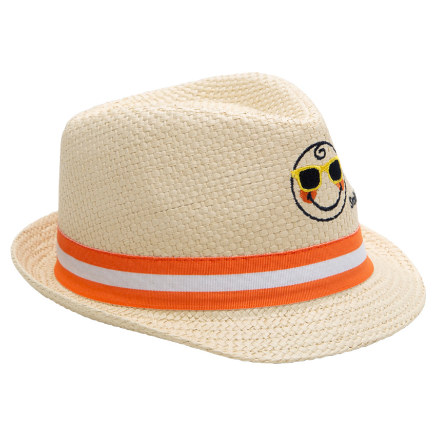 Borsalino effet paille avec Smiley brodé sur le devant 