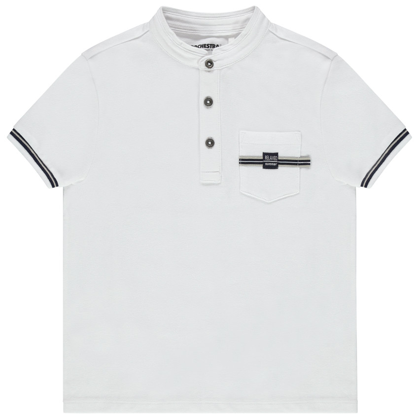 Polo manches courtes à col mao et poche 