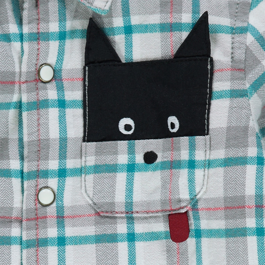 Surchemise en flanelle à carreaux doublée sherpa avec poche fantaisie 