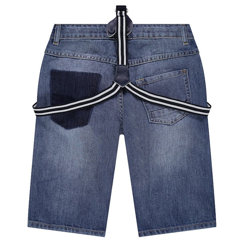 Bermuda en jeans effet used avec bretelles amovibles 