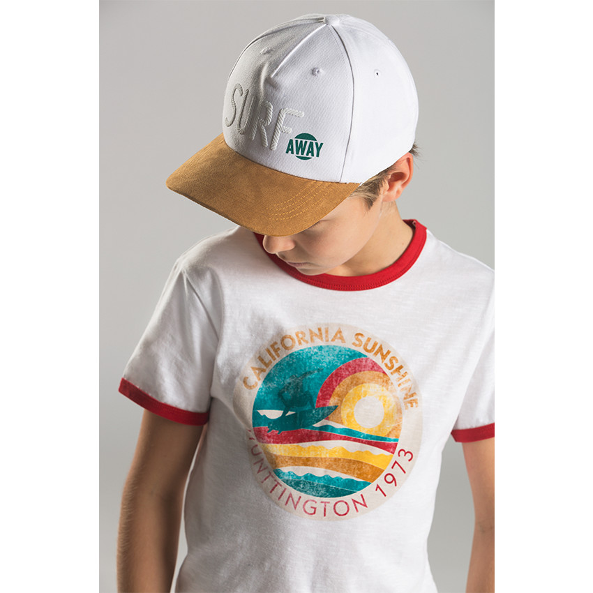 Casquette en twill avec visière effet daim camel 