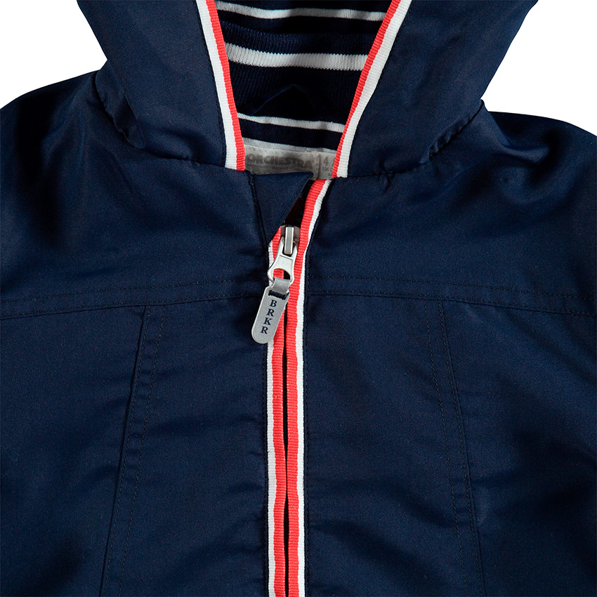 Coupe-vent uni à capuche avec doublure en jersey 