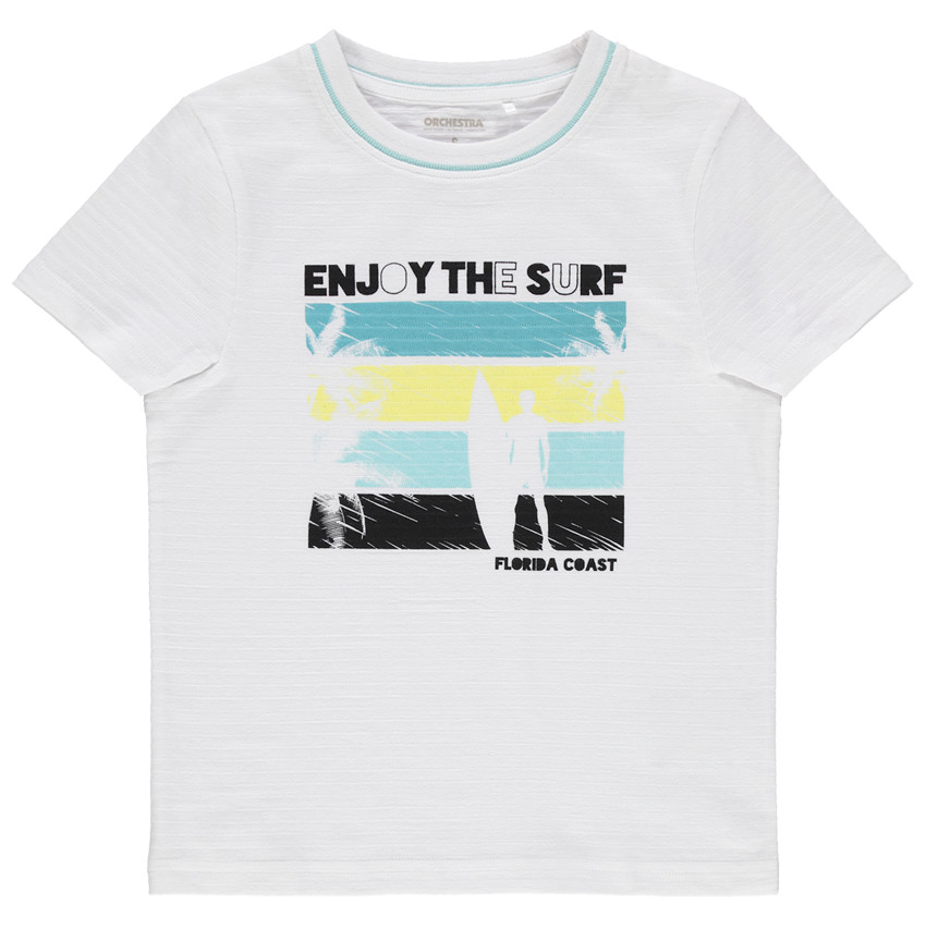 T-shirt manches courtes en maille fantaisie pint palmiers 