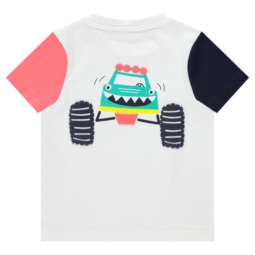 Tee-shirt manches à courtes contrastées et poche printée 