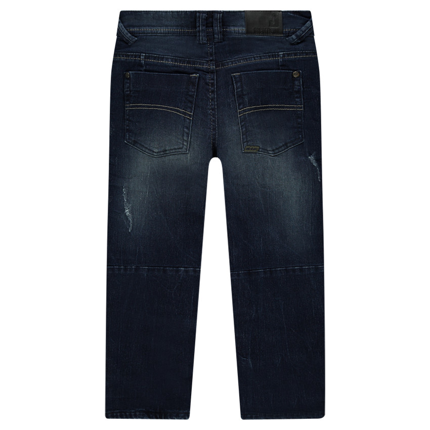 Jeans effet used doublé flanelle à carreaux 