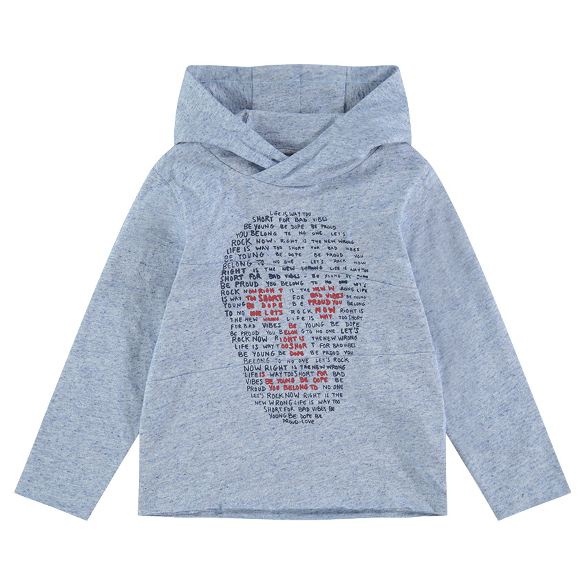 Tee-shirt manches longues à capuche print tête de mort 