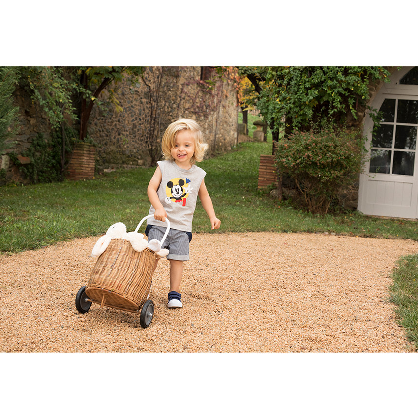 Bermuda en twill à rayures avec bretelles amovibles 