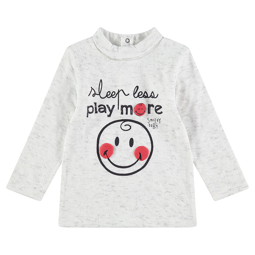 Sous-pull côtelé avec message et print Smiley 