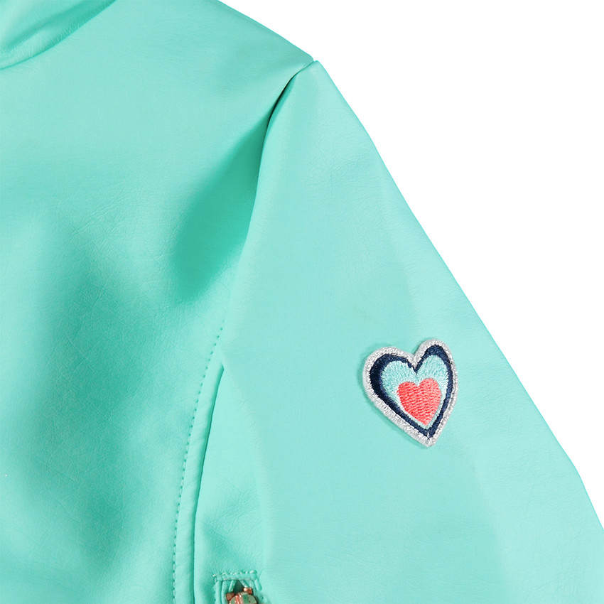 Veste en simili cuir style motard avec doublure en satin imprimé 