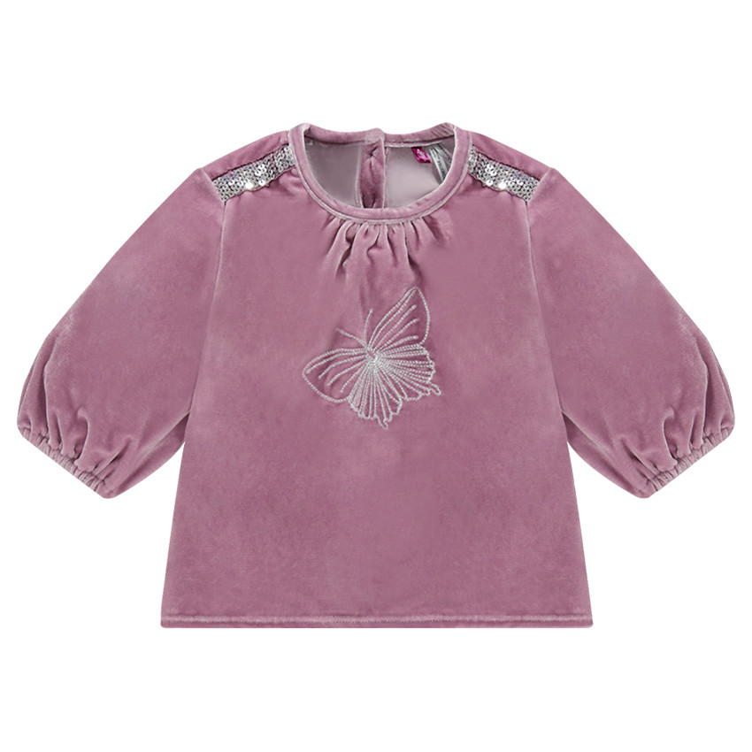 Tunique manches ballon en panne de velours 