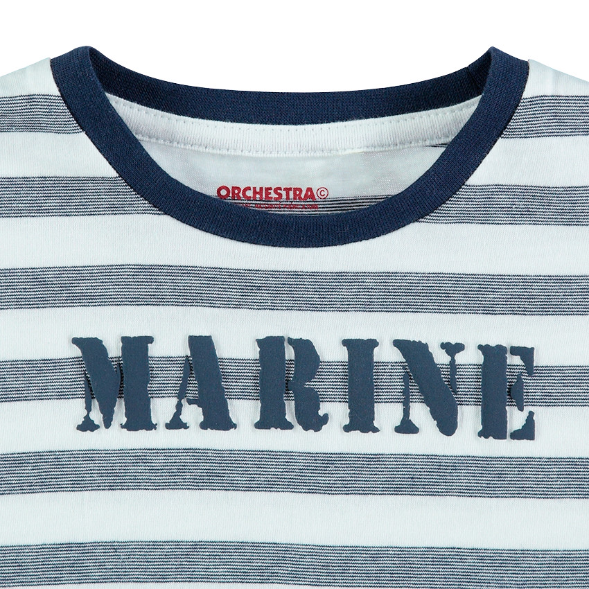 Tee-shirt manches courtes à rayures all-over avec inscription printée 